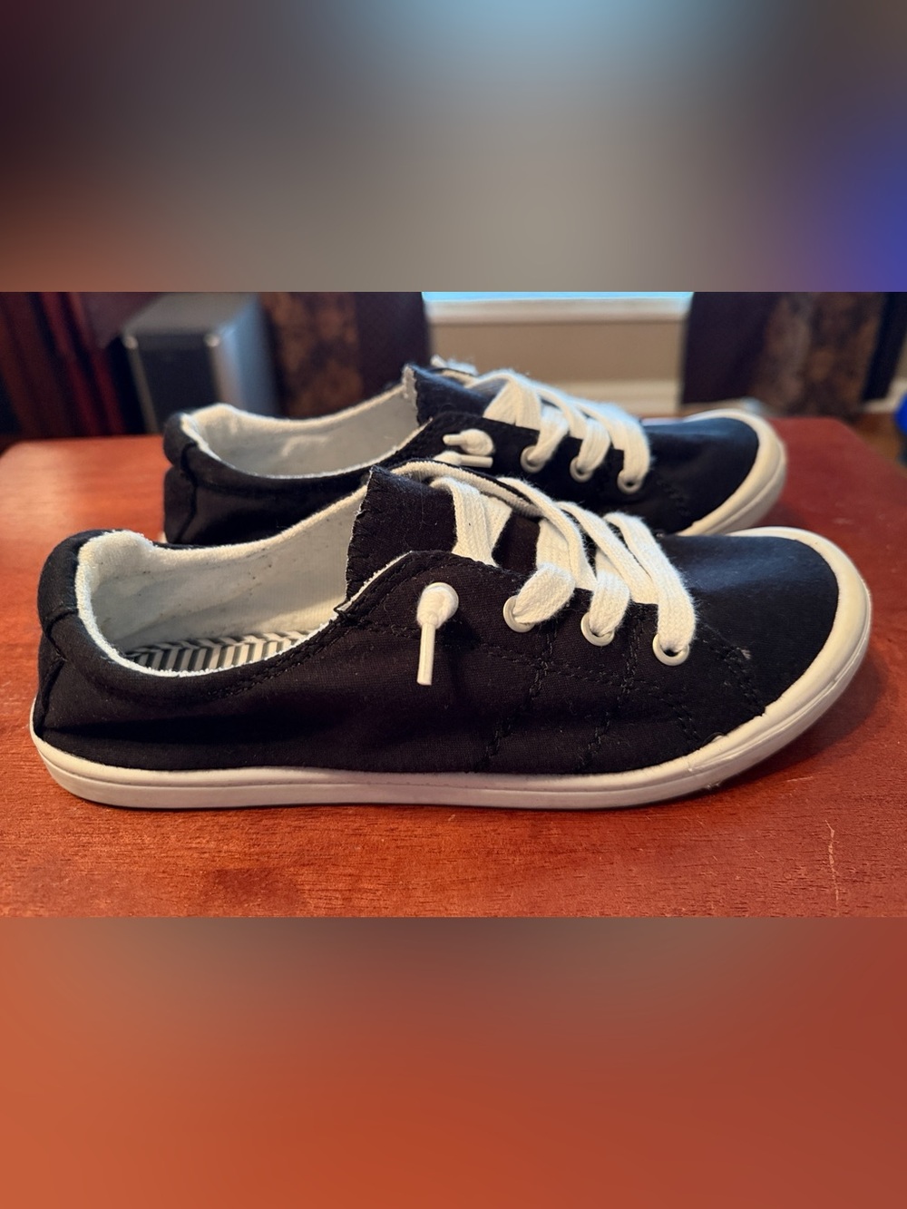 Soda Women’s Black & White Canvas Sneakers, Size 7